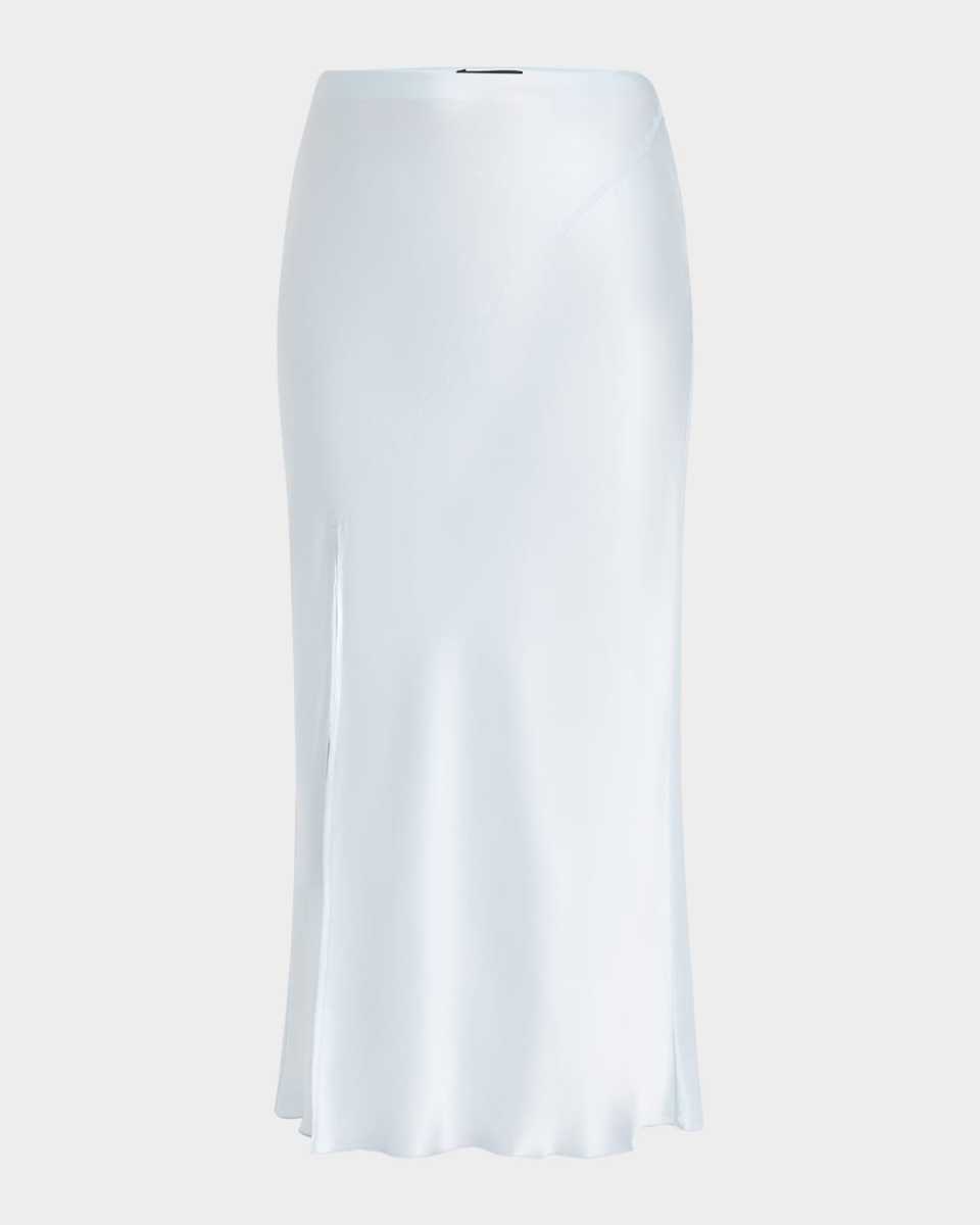 Satin Slit Bias-Cut Skirt